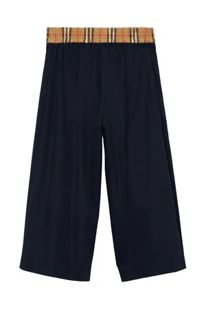 Pantaloni in cotone blu navy BURBERRY KIDS | 8068048A1662